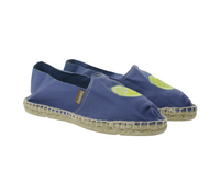 Espadrij Classic Brodé mules Damen sommerliche Schlüpf-Schuhe Hausschuhe mit Zitronen-Strick auf der Front Ozeanblau