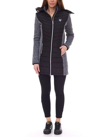 KangaROOS Damen modische Outdoor-Jacke stylische Übergangs-Jacke mit abnehmbarer Kapuze 99391353 Schwarz/Grau