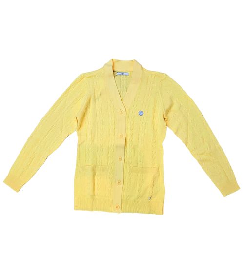 AjC women's knitted cotton jacket in cable knit pattern 25701519 yellow