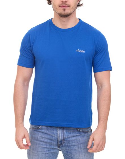 Australian T-shirt simple chemise en coton homme manches courtes AT1200C bleu