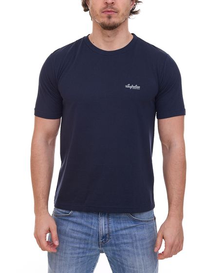 Australian  T-shirt simple chemise en coton homme manches courtes AT1200C bleu