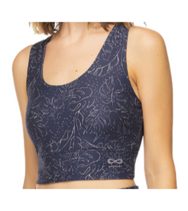 ragwear Seola Damen Sport-BH PETA-Approved veganes Cropped-Shirt mit Palmen-Muster 2211-10039 2028 Blau