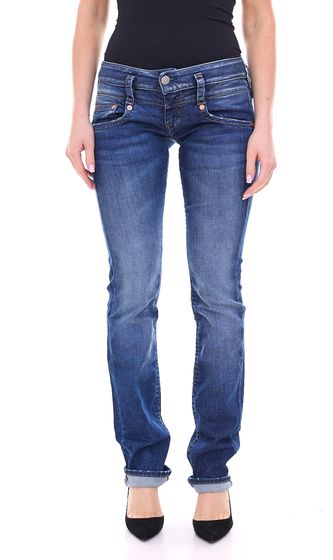 Herrlicher Pitch Damen Jeans Denim-Hose im 5-Pocket-Style mit Zierknöpfen 41937822 Blau