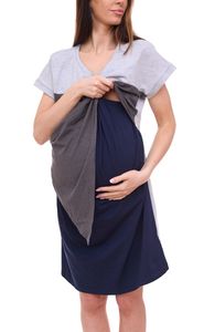 nine 9 months women's maternity dress asymmetrical cotton dress 32879759 grey/blue