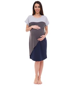 neun 9 Monate Damen Umstands-Kleid asymetrisches Schwangerschafts-Kleid 32879759 Grau/Blau