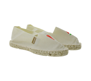 Espadrij Classic Damen Pantoffeln aus Canvas Sommer-Schuhe 121 mit Melonen-Print M11 Beige