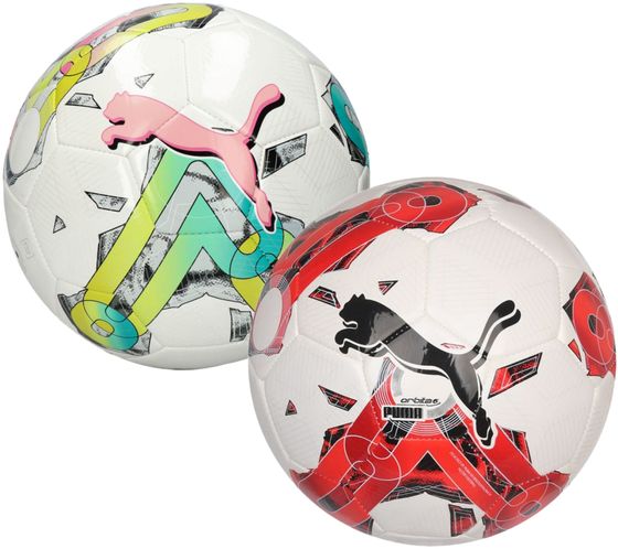 PUMA Orbita 6 MS Fußball Trainingsball mit Puma Air Lock-Ventil 083787 in Größe 3 oder 5 Weiß/Rot oder Weiß/Bunt