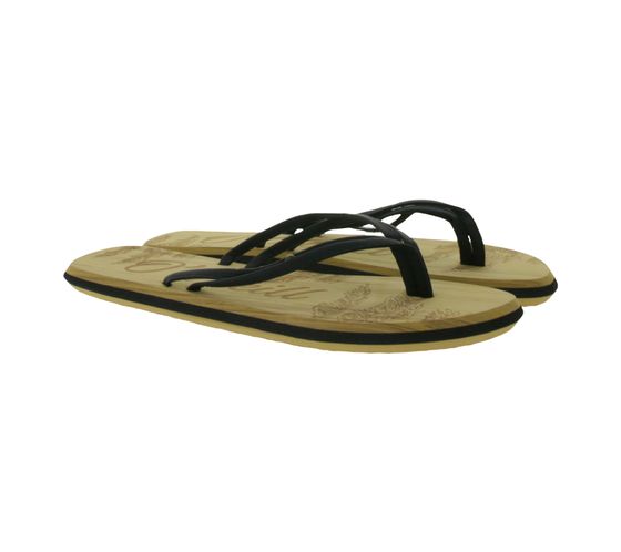 O NEILL Ditsy women s summer sandals with soft footbed in wood look 1017084-9010 black