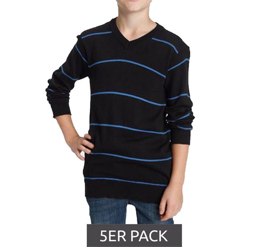 Pack of 5 KIDSWORLD sweaters, soft children's knitted sweaters with stripes 24014735 black/blue