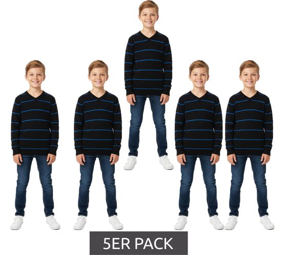 Pack of 5 KIDSWORLD sweaters, soft children s knitted sweaters with stripes 24014735 black/blue