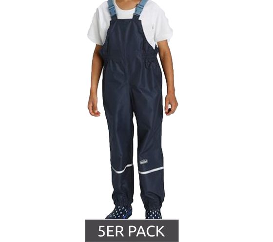 Pack of 5 Scout LM children s rain trousers with reflective stripes dungarees 57310249 blue
