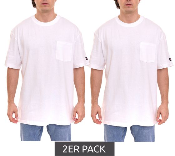 Lot de 2 Dickies Basic T-Shirt Homme Chemise en Coton Chemise de Travail Cool&Dry Poids 250 g/m² PKGS407WH Blanc
