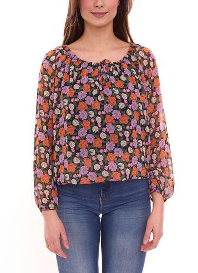Aniston CASUAL Damen Sommer-Bluse mit floralerm Allover-Print leichte Schlupf-Bluse 85979832 Mehrfarbig