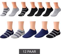 12 pares de medias de algodón estilo TRUE con cinturilla cómoda, calcetines diarios sostenibles con diferentes estampados negro/gris/azul