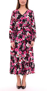 Aniston CASUAL Damen Sommer-Kleid sommerliches Maxi-Kleid mit Blumendruck Langarm-Kleid 23866029 Rosa/Schwarz Aniston CASUAL Damen Sommer-Kleid sommerliches Maxi-Kleid mit Blumendruck Langarm-Kleid 23866029 Rosa/Schwarz