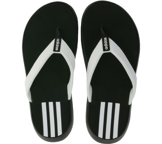 adidas COMFORT sandales d'été séparateurs d'orteils intemporels avec des accents blancs diapositives EG2065 noir/blanc