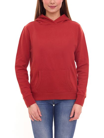 Tamaris Damen Hoodie Baumwoll-Pullover mit Kapuze und Kängurutasche 29289356 Rost