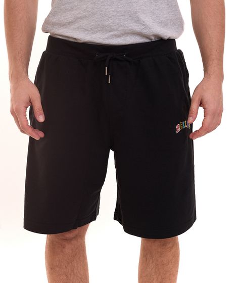 YOUNG & RECKLESS men s cotton shorts, short summer trousers with pockets and logo patch MSS2986BLK-200 M1 black