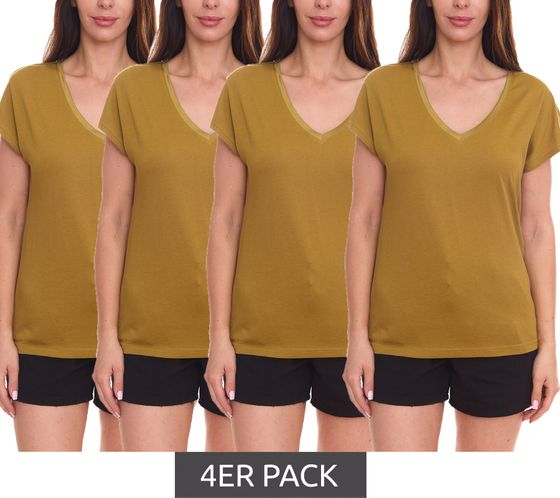 Pack of 4 HECHTER PARIS women s t-shirt basic shirt with V-neck short-sleeved shirt 33919325 green