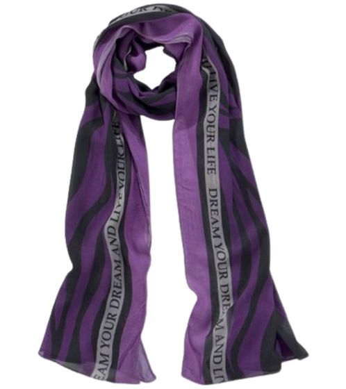 J.Jayz women's scarf, light summer scarf with zebra stripes and side lettering 98073112 dark purple