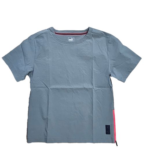PUMA X ferrari Herren T-Shirt Rundhals-Shirt mit seitlichem Reißverschluss und Logo-Patch beider Marken 576996 02 Grau