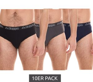Pack of 10 Kappa men s briefs with cotton stretch underwear with logo waistband underpants 711167 black, blue or gray Pack of 10 Kappa men s briefs with cotton stretch underwear with logo waistband underpants 711167 black, blue or gray