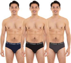 Kappa men s briefs with cotton stretch underwear with logo waistband underpants 711167 black, blue or gray