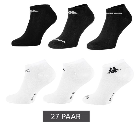 27 paires de chaussettes de sport Kappa, chaussettes baskets, bas en coton avec logo, noires ou blanches