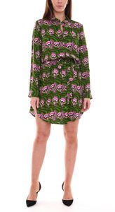 Aniston CASUAL Damen Jersey-Kleid stylisches Langarm-Kleid mit Allover-Print 94801530 Grün