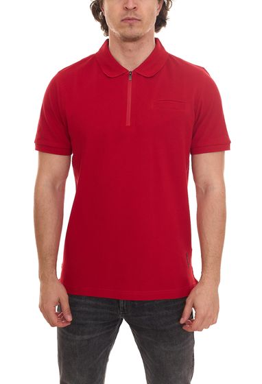 HECHTER PARIS Men s Polo Shirt with Zip Cotton Shirt Polo Shirt Short Sleeve Shirt 97153147 Red