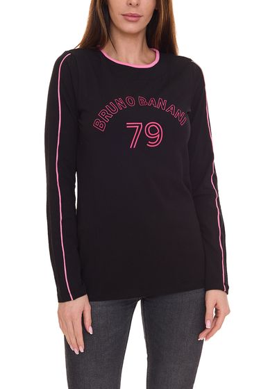 bruno banani women s sweat shirt, stylish long-sleeved shirt with lettering 13194658 black/pink