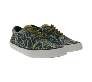 SPERRY Striper II CVO Seacycled sustainable men's canvas sneaker with wave siping technology and palm print STS25131 Black