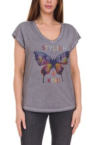 Aniston CASUAL chemise à manches courtes T-shirt pour femme à la mode avec imprimé papillon 16014105 gris Aniston CASUAL chemise à manches courtes T-shirt pour femme à la mode avec imprimé papillon 16014105 gris