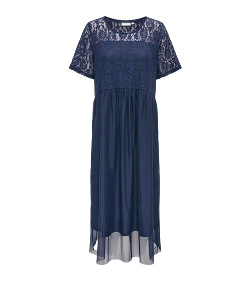 ONLY Carmakoma CARMARY Damen Midi-Kleid romantisches Kleid mit Spitze 39995848 Blau