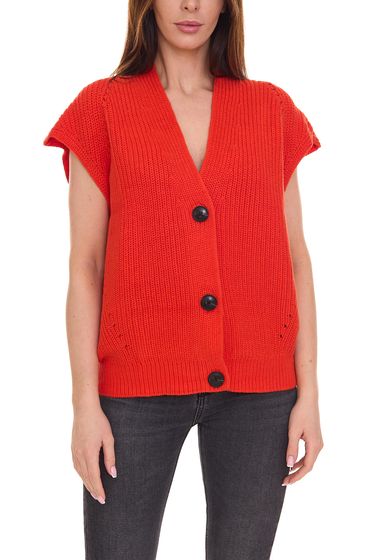 TOM TAILOR sustainable cardigan, cuddly soft women's knitted jacket 57581931 orange/red