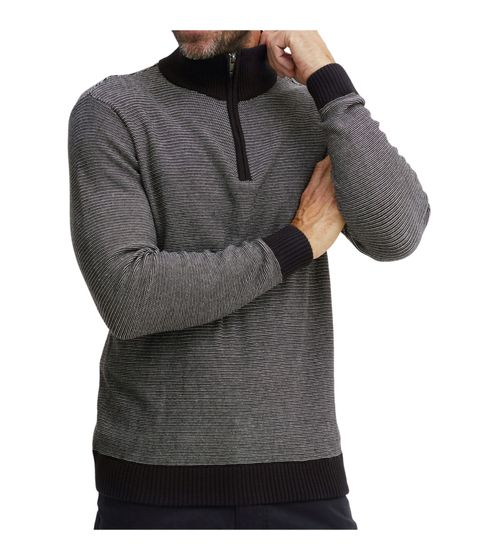 FQ1924 Lewo men s sweatshirt sustainable cotton sweater ribbed knit Troyer 21900461-ME 193911 Black