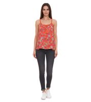 melrose Tussle women s knit top floral spaghetti top with tassel 76377235 orange