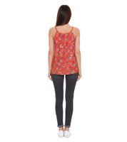 melrose Tussle women s knit top floral spaghetti top with tassel 76377235 orange