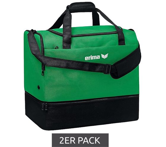 Pack of 2 erima Sportsbag Team Botton Case Bag Sports Bag Football Bag with Wet Compartment Fitness Studio Bag 90 Liter 7232109 Green