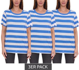 Pack de 3 camisetas de mujer DELMAO camisa de cuello redondo a rayas 63058126 azul/blanco Pack de 3 camisetas de mujer DELMAO camisa de cuello redondo a rayas 63058126 azul/blanco