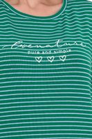 Street One Damen Langarm-Shirt gestreifter Pullover mit Schriftzug auf der Front 90463326 Grün/Weiß