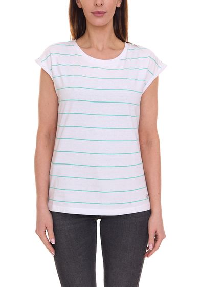 Tamaris T-Shirt schickes Damen Sommer-Shirt mit Rundhalsausschnitt Baumwoll-Shirt 99612539 Weiß