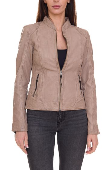 ALPENBLITZ women's genuine leather jacket rocky biker jacket made of lamb nappa 92563363 beige