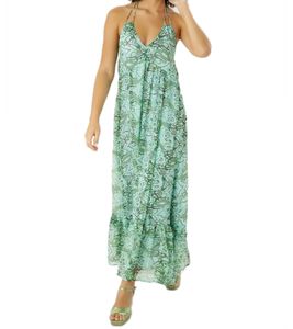 Aniston CASUAL Damen Maxi-Kleid rückenfrei Sommer-Kleid mit Allover-Print 83823237 Grün