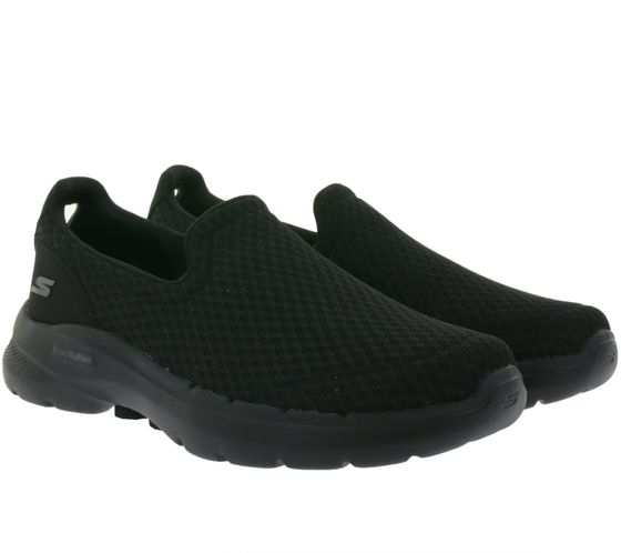 SKECHERS GO WALK 6 Herren Slip-On-Sneaker mit Air-Cooled Memory Foam-Innensohle Alltags-Schuhe 216208/BBK Schwarz