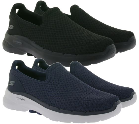 SKECHERS GO WALK 6 Baskets à enfiler pour hommes avec semelle intérieure en mousse à mémoire de forme refroidie par air Chaussures de tous les jours 216208 Noir ou bleu marine