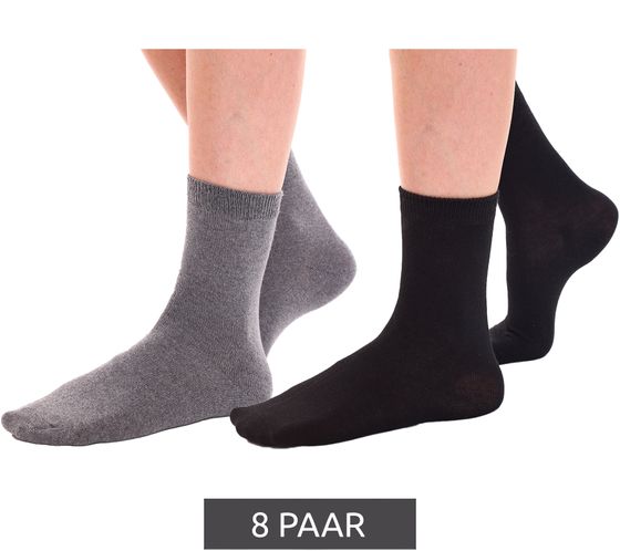8 Paar TRUE style Baumwoll-Strümpfe mit Komfortbund nachhaltige Business-Socken im Crew-Style Schwarz/Grau