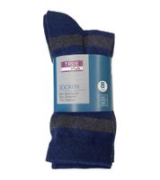 8 Paar TRUE style Baumwoll-Strümpfe mit Komfortbund nachhaltige Business-Socken im Crew-Style verschiedene Muster Navy/Grau
