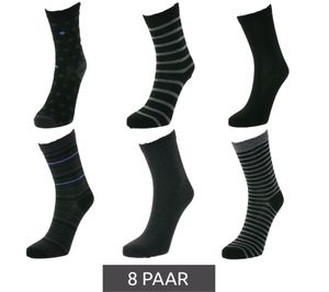 8 paires de bas en coton TRUE style avec ceinture confortable, chaussettes professionnelles durables de style Crew, motifs variés, noir/gris