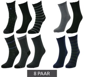 8 paires de bas en coton TRUE style avec ceinture confortable, chaussettes professionnelles durables de style équipage, noir/gris uni, noir/gris coloré ou bleu marine/gris